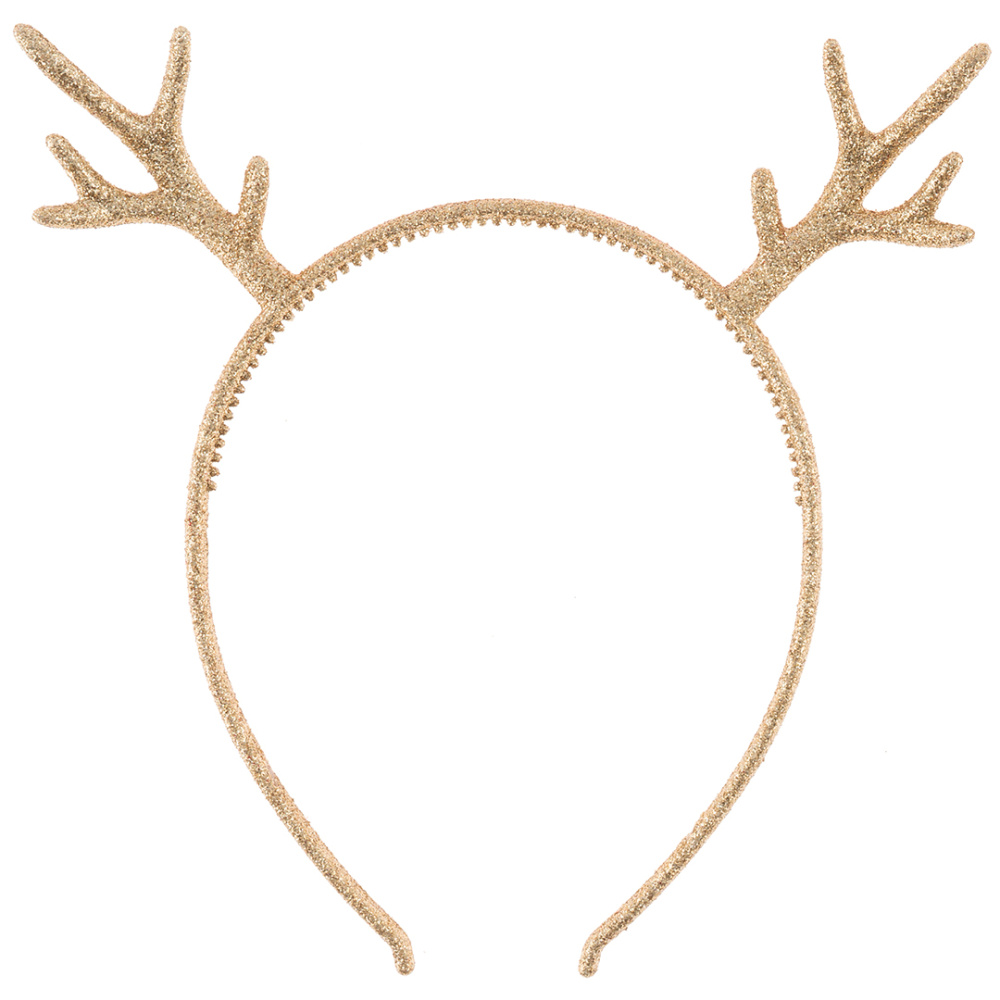картинка Ободок, Оленьи рожки, Шампань, с блестками, 1 шт. от магазина FiestaGift