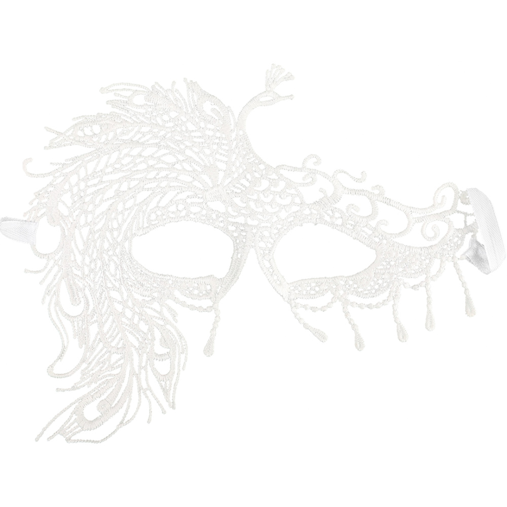 картинка Маска кружевная, фигурная, Павлин, Белый, 16*24 см, 1 шт. от магазина FiestaGift