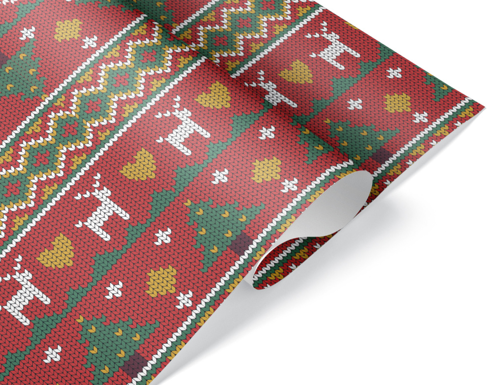 картинка Упаковочная бумага 80гр (0,7*1 м) Новогодний орнамент с оленями, 10 шт. от магазина FiestaGift