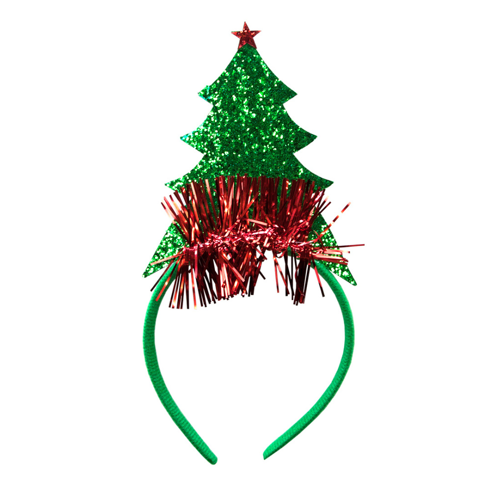 картинка Ободок, Новогодняя елочка, Зеленый/Красный, с блестками, 1 шт. от магазина FiestaGift