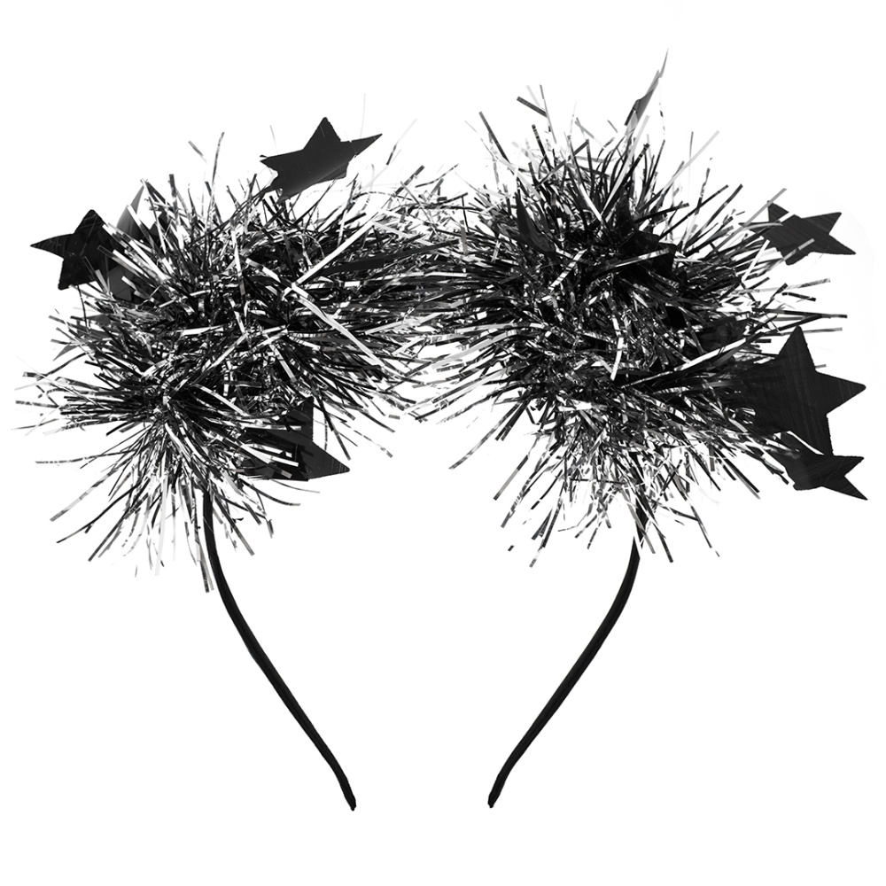 картинка Ободок, Шарики из дождика, Черный/Серебро, 1 шт. от магазина FiestaGift