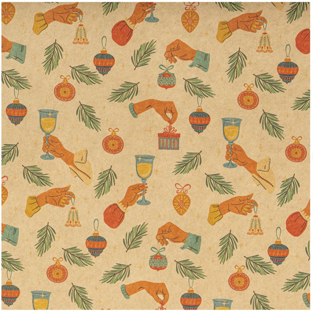 картинка Бумага упаковочная новогодняя "Christmas Kraft" 70*100см, 10 дизайнов ассорти, ЗОЛОТАЯ СКАЗКА 592053 от магазина FiestaGift