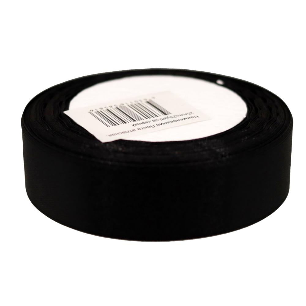 картинка Лента атласная,25mmx25yard, цв.черный от магазина FiestaGift