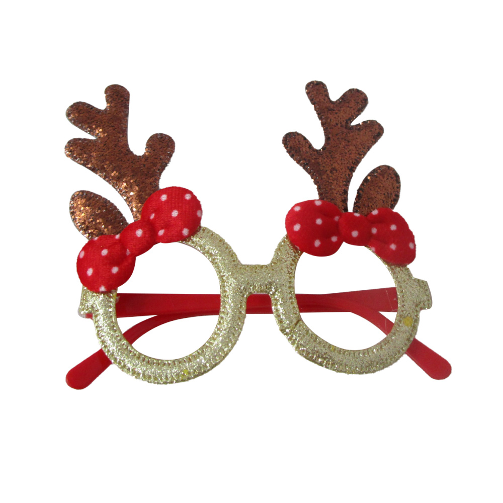 картинка Очки, Оленьи рожки с бантиками, Коричневый/Золото, 1 шт. от магазина FiestaGift