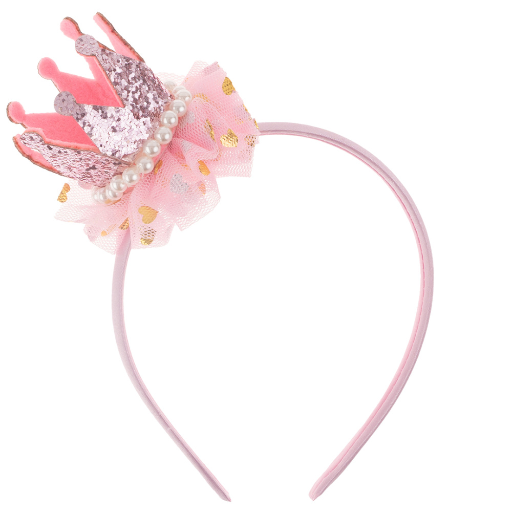 картинка Ободок, Нежная корона, Розовый, с блестками, 1 шт. от магазина FiestaGift