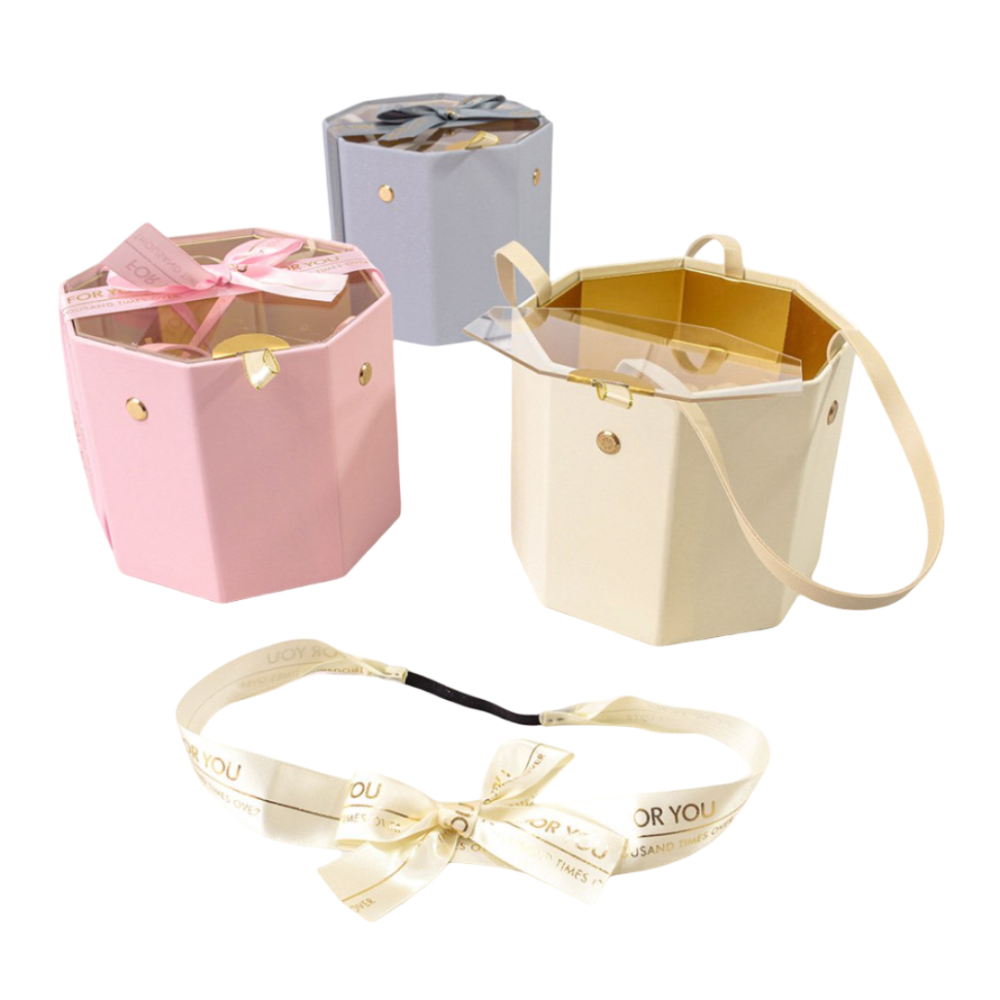 картинка Коробка Восьмиугольная 13,3*13,3*11,5 с прозрачной крышкой и ручками (микс 1) 1/6 1/48 Арт: 98103-1 от магазина FiestaGift.ru