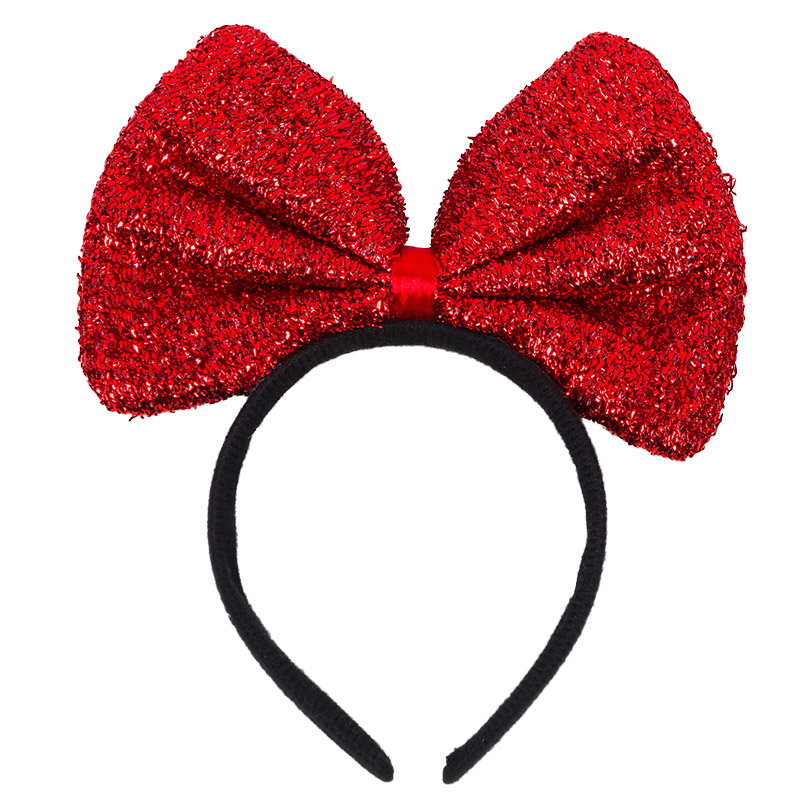 картинка Ободок, Классический бант, Красный, с блестками, 1 шт. от магазина FiestaGift