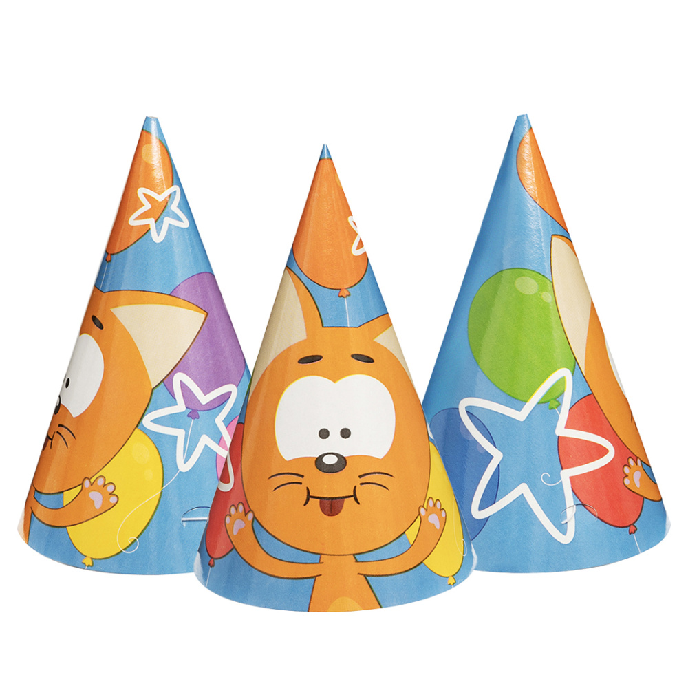 картинка Колпаки, Котенок Котэ, С Днем Рождения!, 6 шт. в упак. от магазина FiestaGift