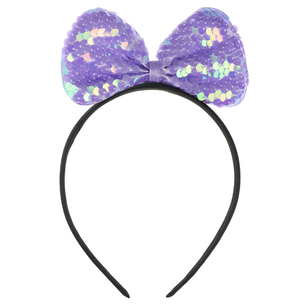 картинка Ободок, Прелестный бант, с пайетками, Сиреневый, 1 шт. от магазина FiestaGift