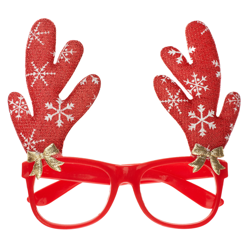 картинка Очки, Оленьи рожки, Красный/Золото, 1 шт. от магазина FiestaGift