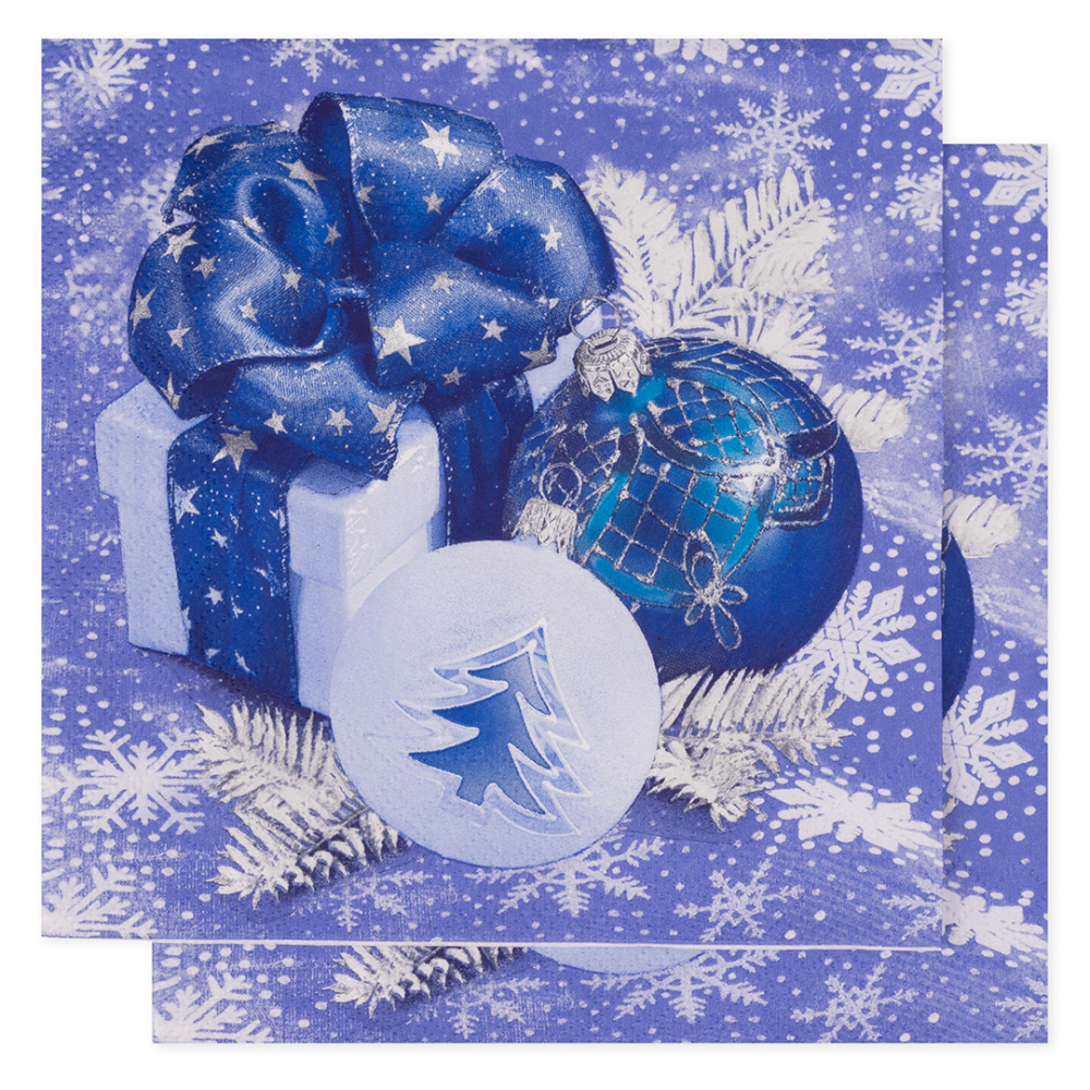 картинка Сервировочные салфетки, Новогодняя композиция, Синий, 33*33 см, 20 шт. от магазина FiestaGift