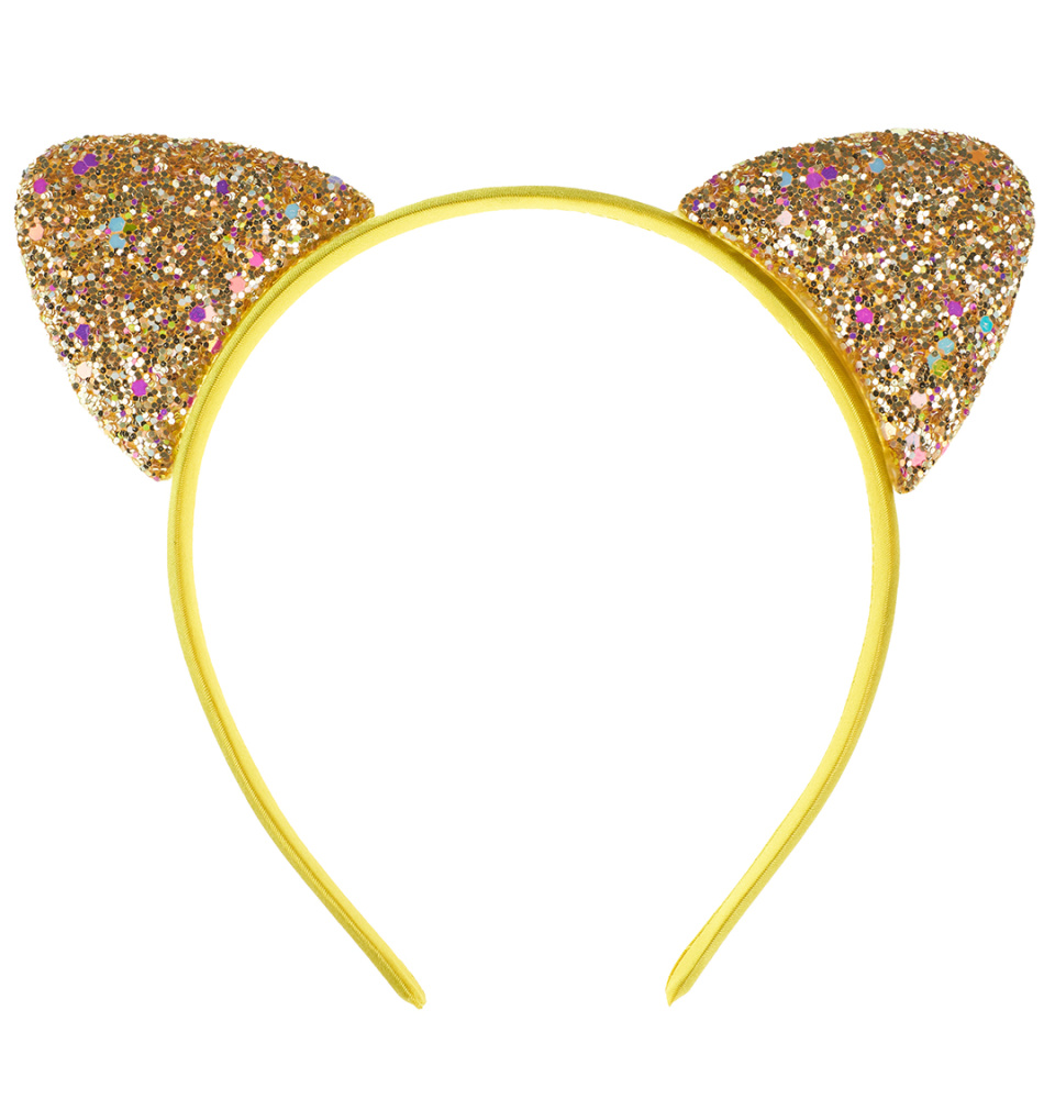 картинка Ободок Кошка, Золото, с блестками, 1 шт. от магазина FiestaGift