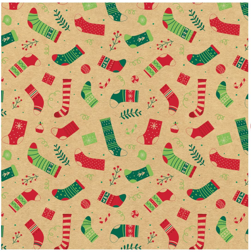 картинка Бумага упаковочная новогодняя "Christmas Kraft" 70*100см, 10 дизайнов ассорти, ЗОЛОТАЯ СКАЗКА 592053 от магазина FiestaGift