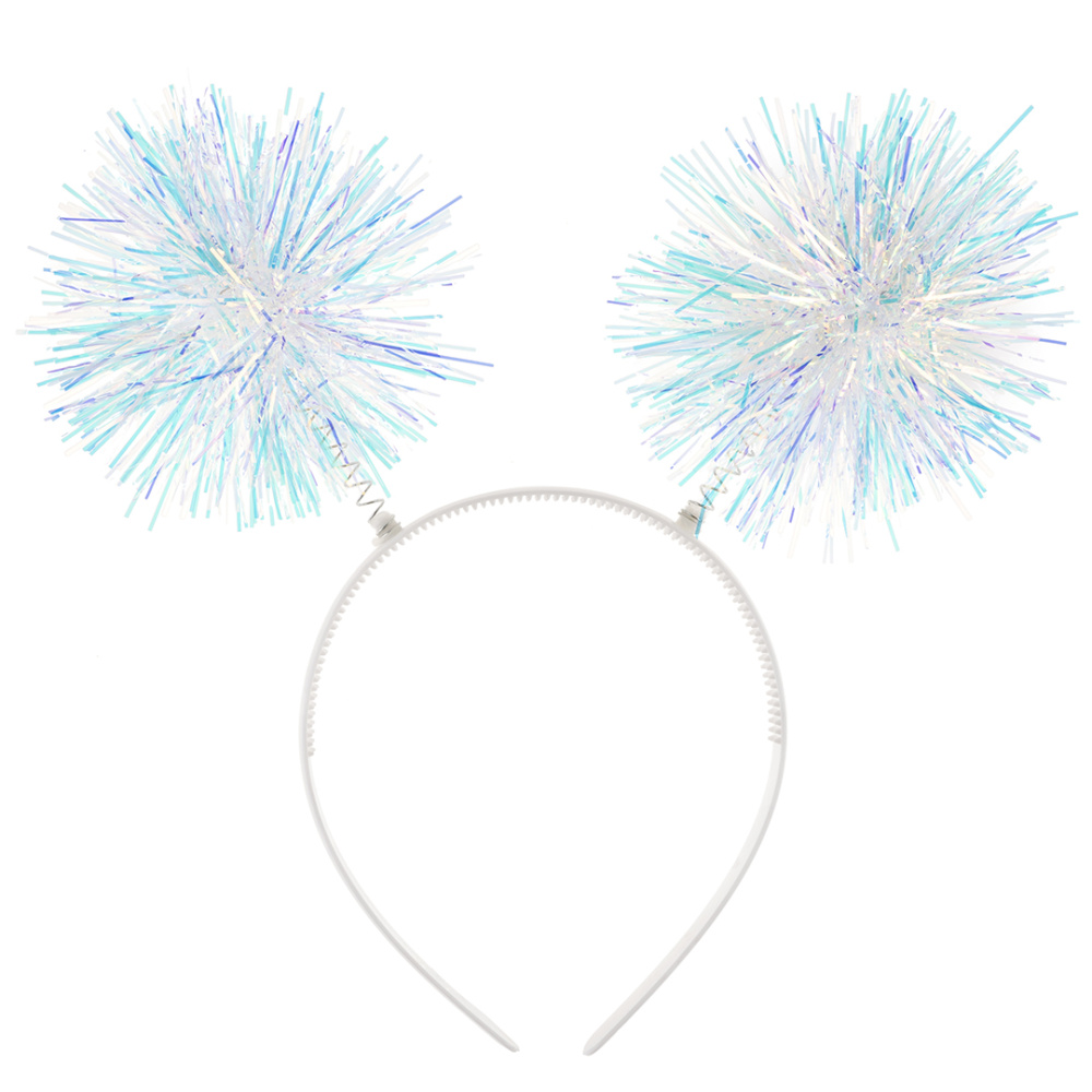 картинка Ободок, Пушистые шарики, Белый, Хамелеон, 21*21 см, 1 шт. от магазина FiestaGift