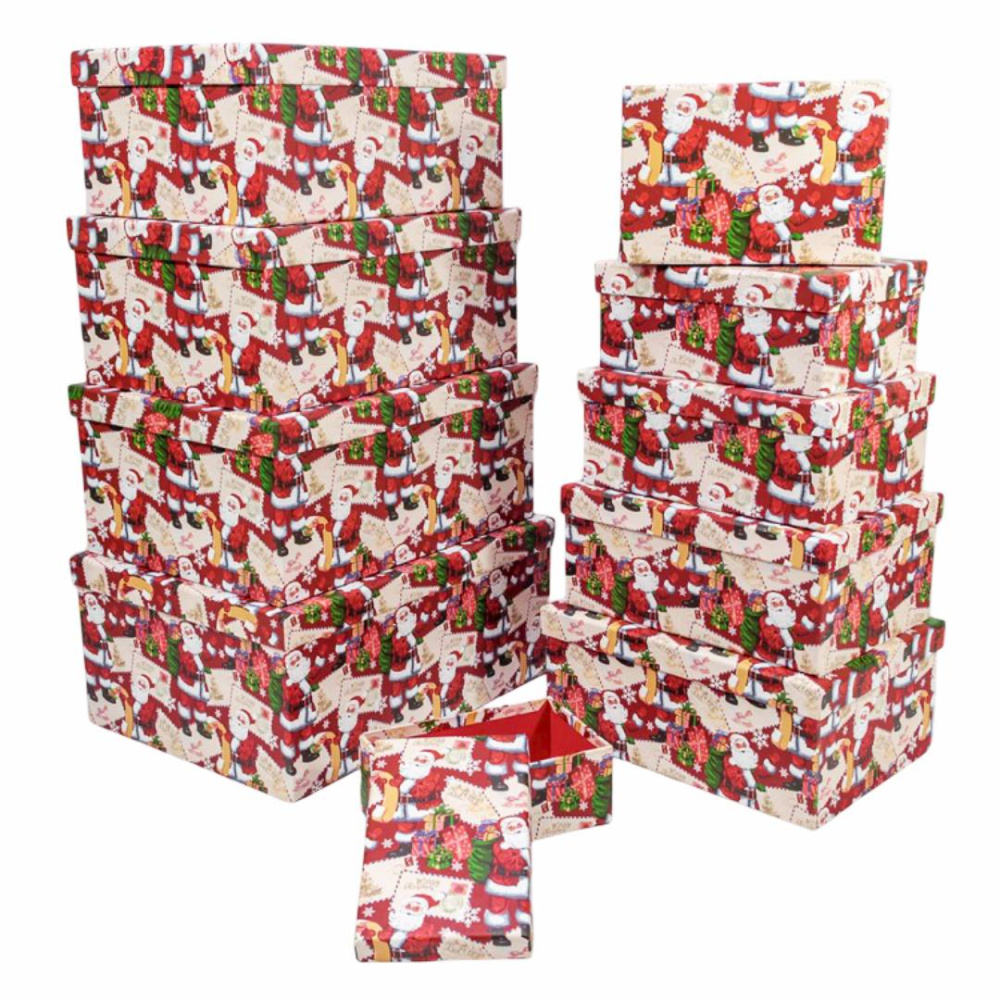 картинка Коробки Прямоугольные Набор 1/10 34*26*15,3 "Новый год"-3088 1/6 от магазина FiestaGift.ru