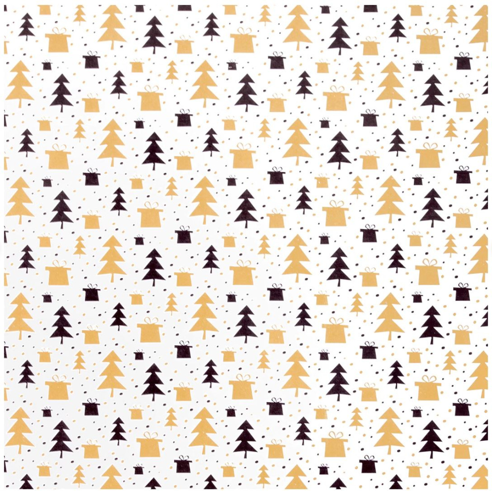 картинка Бумага упаковочная новогодняя "Black.Gold.White" 70*100см, 10 дизайнов ассорти ЗОЛОТАЯ СКАЗКА 592052 от магазина FiestaGift
