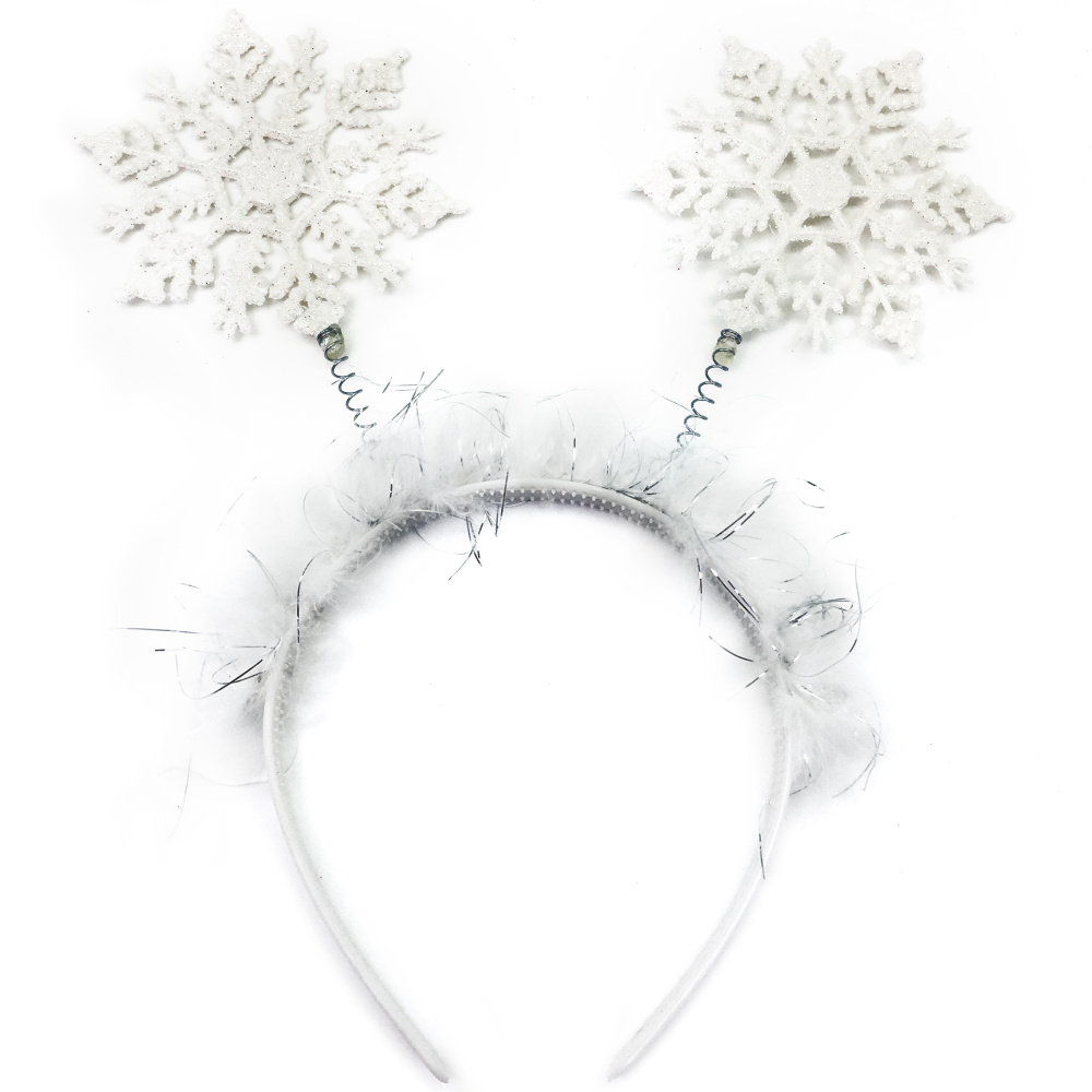 картинка Ободок, Снежинки, Белый, с блестками, 1 шт. от магазина FiestaGift