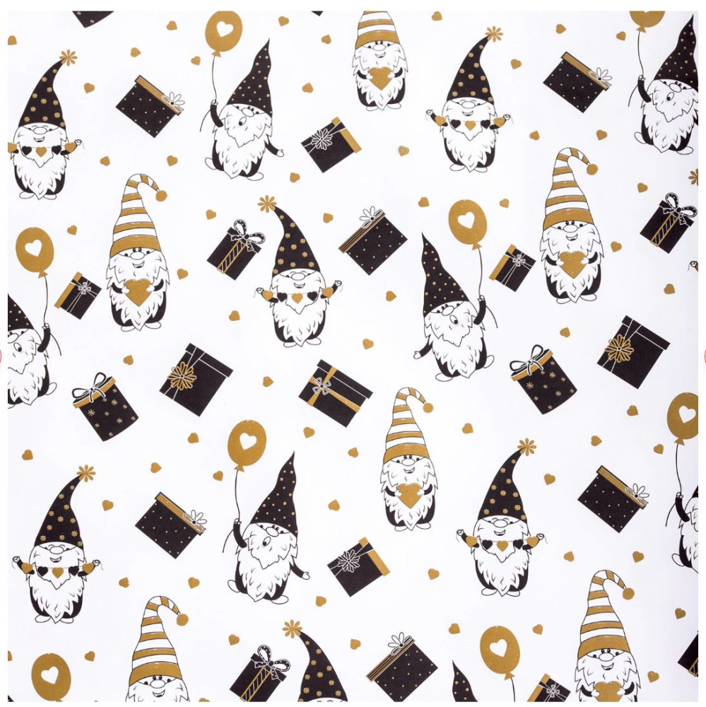 картинка Бумага упаковочная новогодняя "Black.Gold.White" 70*100см, 10 дизайнов ассорти ЗОЛОТАЯ СКАЗКА 592052 от магазина FiestaGift