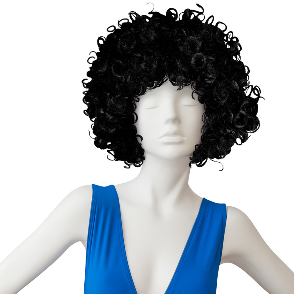 картинка Парик карнавальный, 120 гр, Кудряшки, Черный, 1 шт. в упак. от магазина FiestaGift