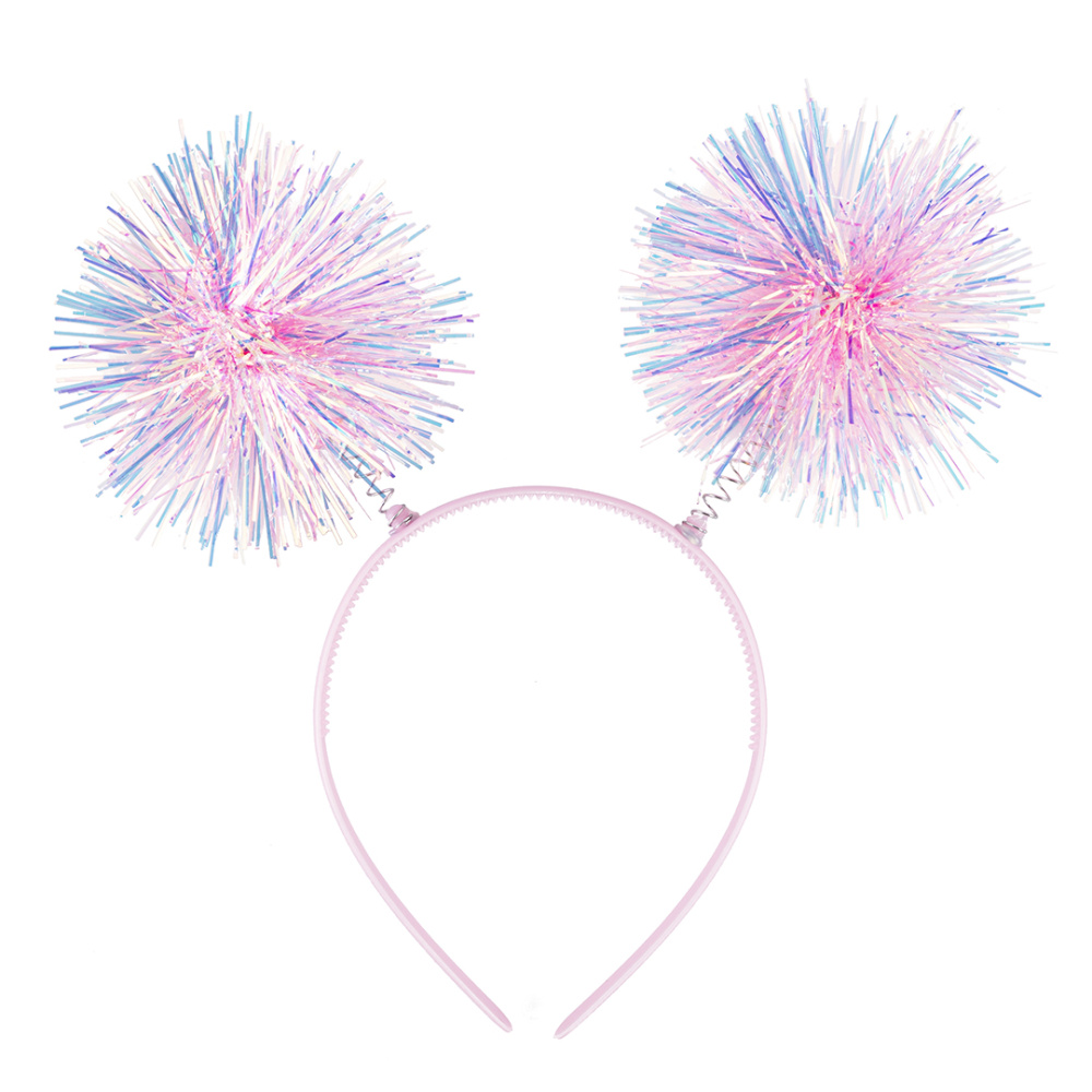 картинка Ободок, Пушистые шарики, Розовый, Хамелеон, 22*21 см, 1 шт. от магазина FiestaGift