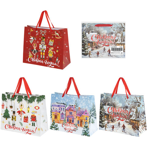картинка Пакет подарочный (1шт) новогодний 26х13х32см "Winter Wonderland" фольга, ас-ти ЗОЛОТАЯ СКАЗКА 592443 от магазина FiestaGift.ru
