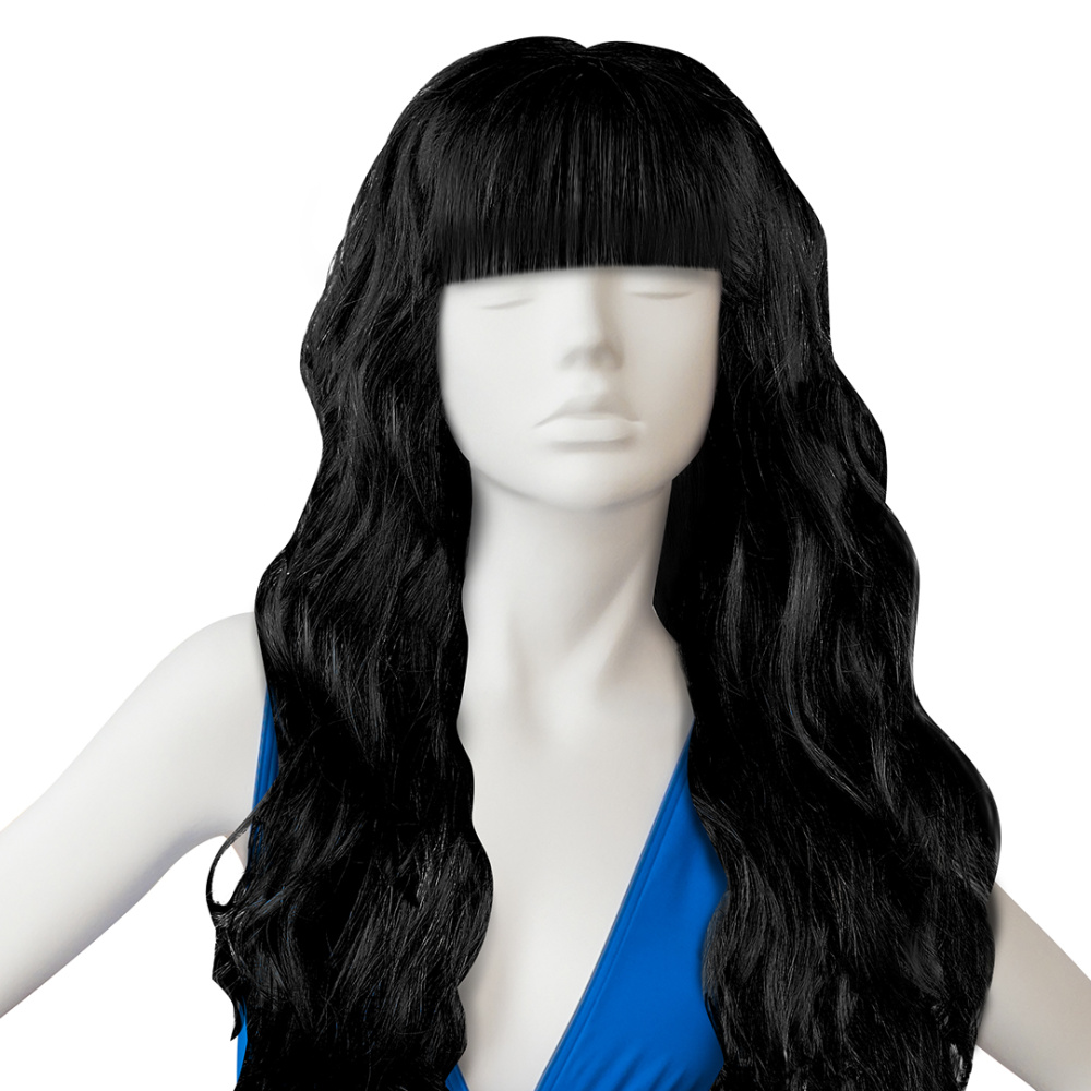 картинка Парик карнавальный, 160 гр, Локоны, Черный, 1 шт. в упак. от магазина FiestaGift