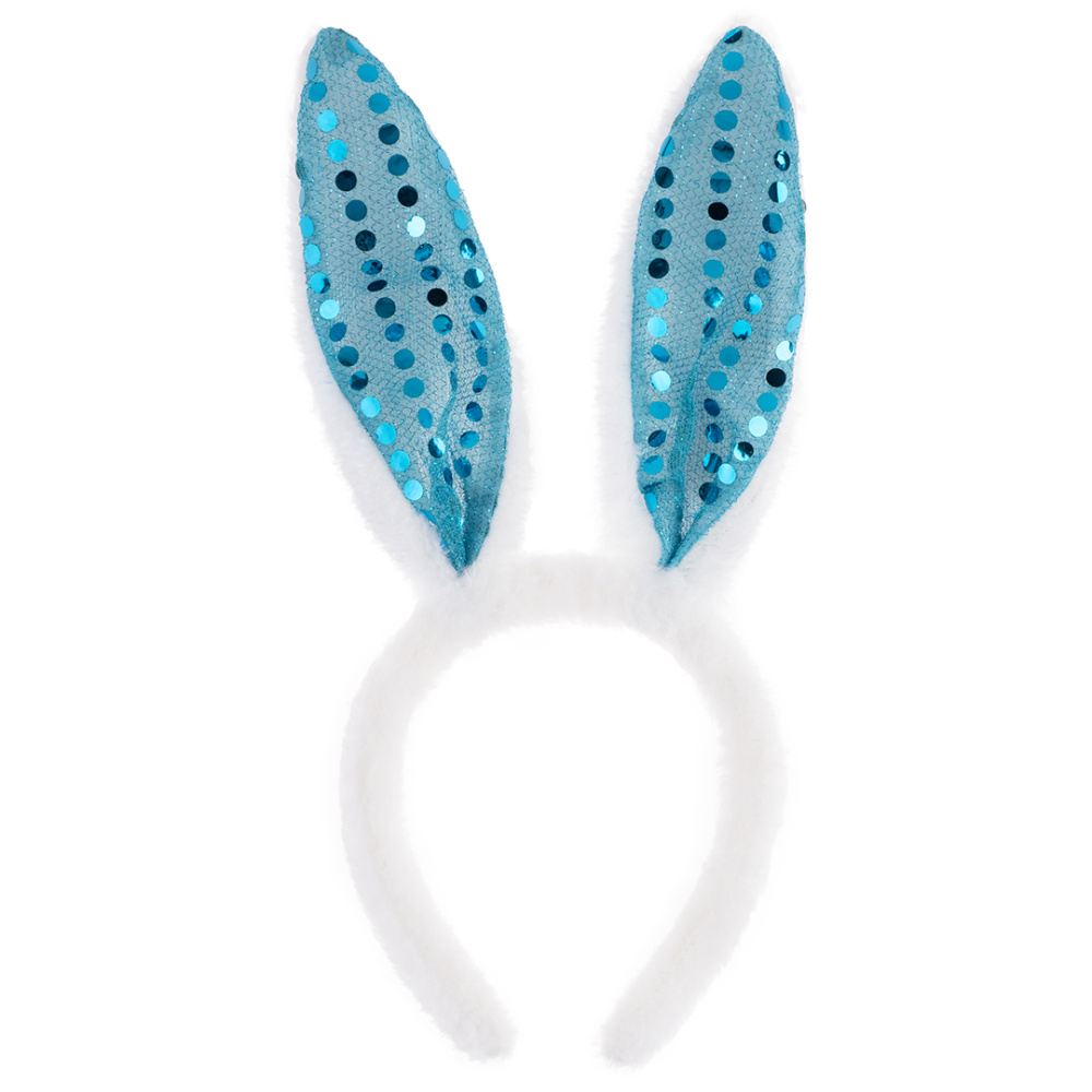 картинка Ободок Зайка, с пайетками, Белый/Голубой, 1 шт. от магазина FiestaGift