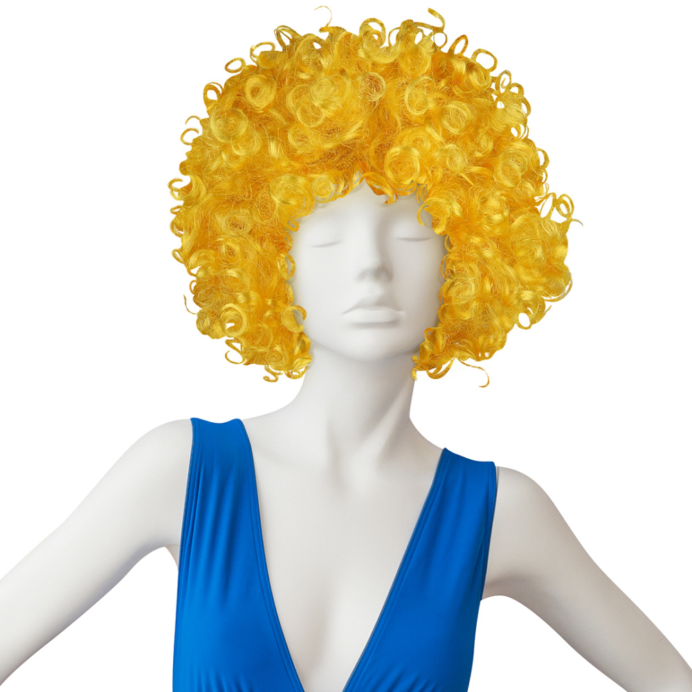 картинка Парик карнавальный, 120 гр, Кудряшки, Желтый, 1 шт. в упак. от магазина FiestaGift