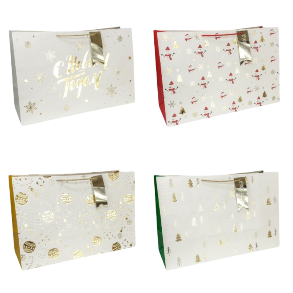 картинка Пакет подарочный "Новый год" (микс 401) 64*42*20 210г 1/20 1/60 от магазина FiestaGift.ru