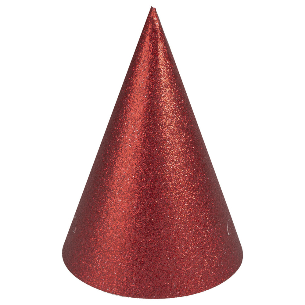 картинка Колпаки, Красный, с блестками, 16 см, 6 шт. в упак. от магазина FiestaGift