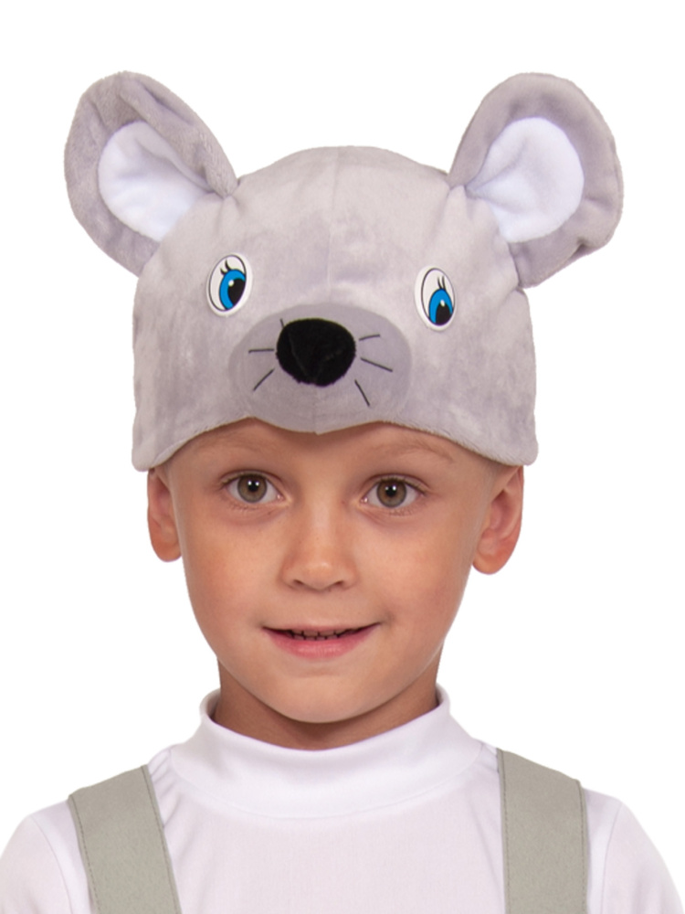 картинка Карнавальная шапка, Мышонок, Серый, 1 шт. от магазина FiestaGift