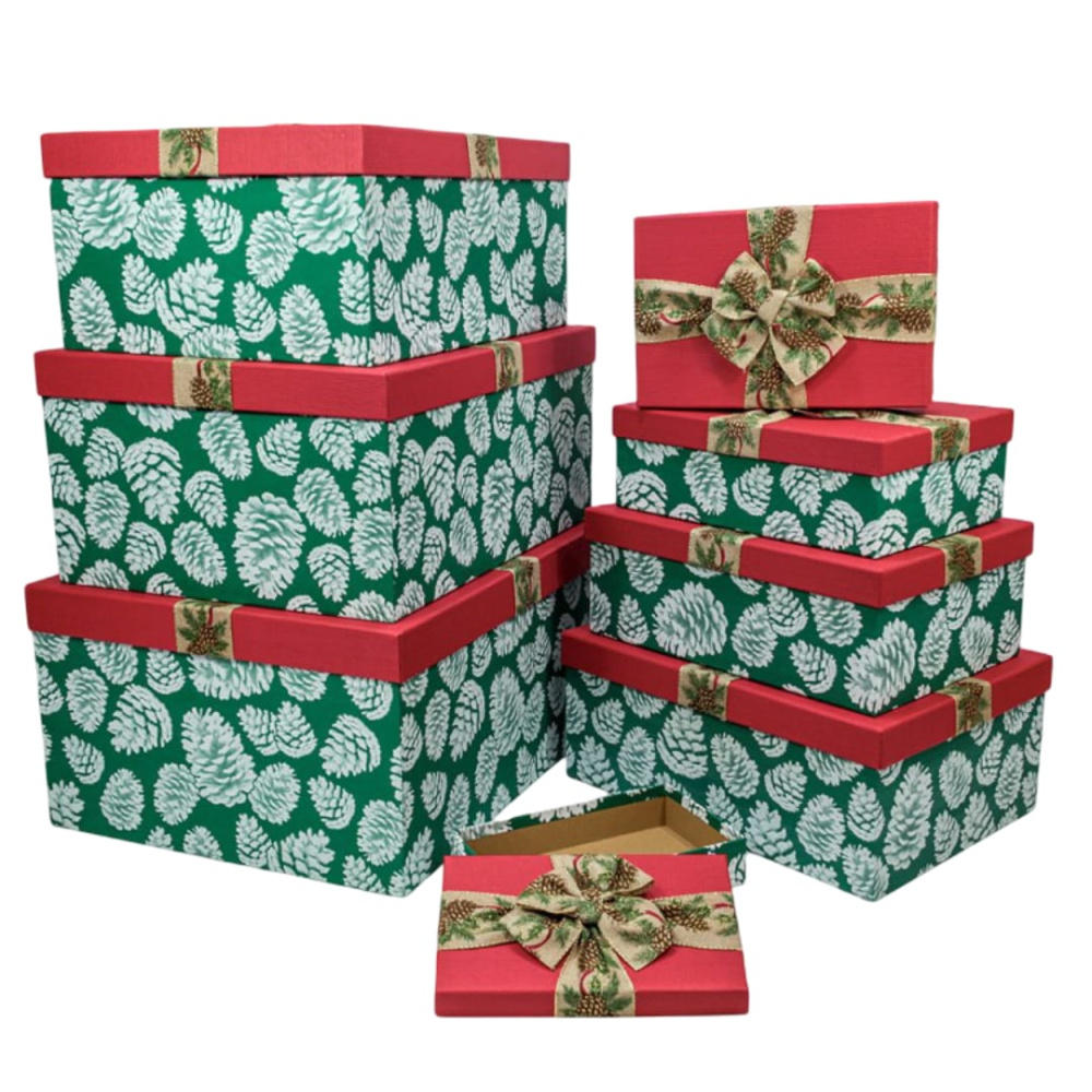 картинка Коробки Прямоугольные Набор 1/8 53*43*26 с бантом "Шишки"-1 1/1 от магазина FiestaGift.ru