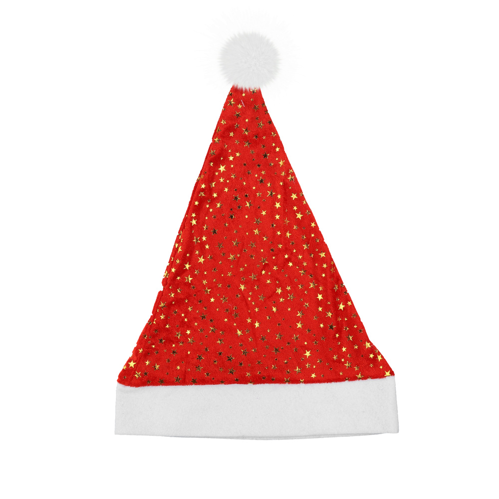 картинка Колпак Новогодний, Золотые звезды, Красный, 54-56 разм., 1 шт. от магазина FiestaGift