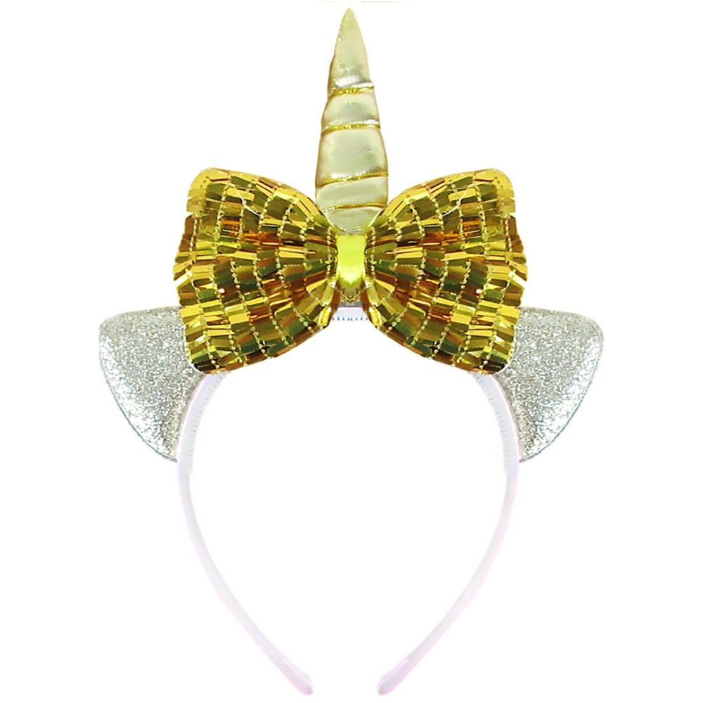 картинка Ободок, Единорог с бантиком, Золото, 1 шт. от магазина FiestaGift