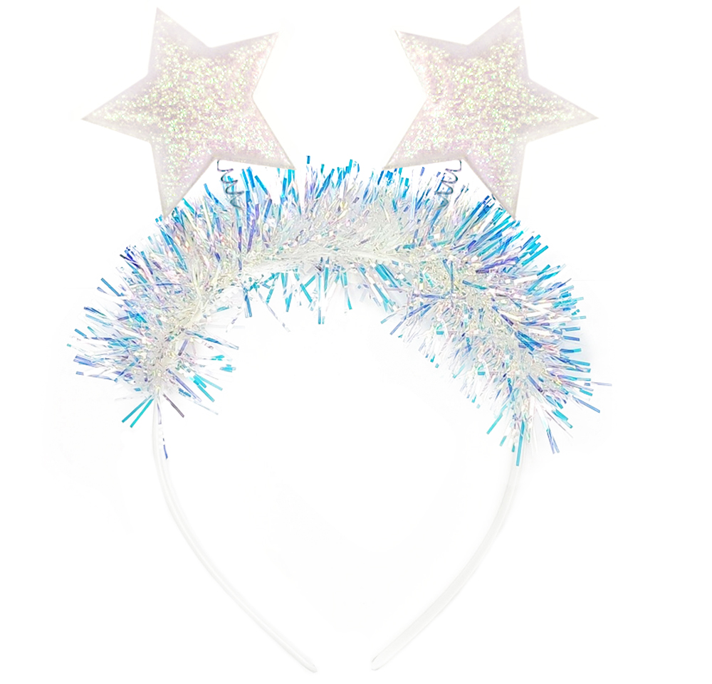 картинка Ободок, Сверкающие звезды, Белый, с блестками, 1 шт. от магазина FiestaGift