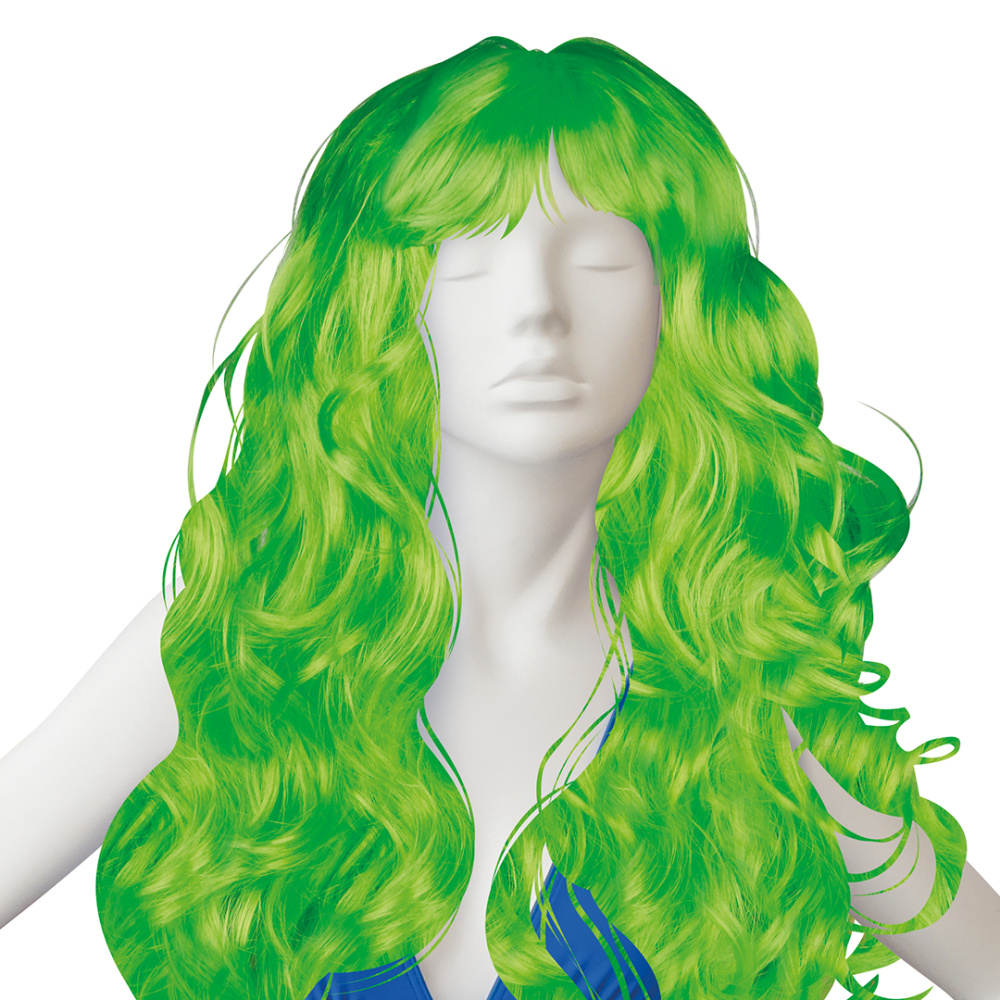 картинка Парик карнавальный, 160 гр, Локоны, Салатовый, 1 шт. в упак. от магазина FiestaGift
