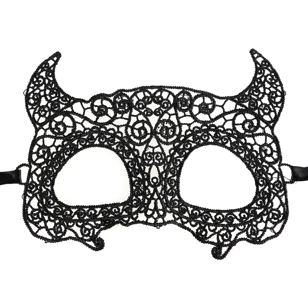 картинка Маска кружевная, фигурная, Чертовка, Черный, 16*24 см, 1 шт. от магазина FiestaGift