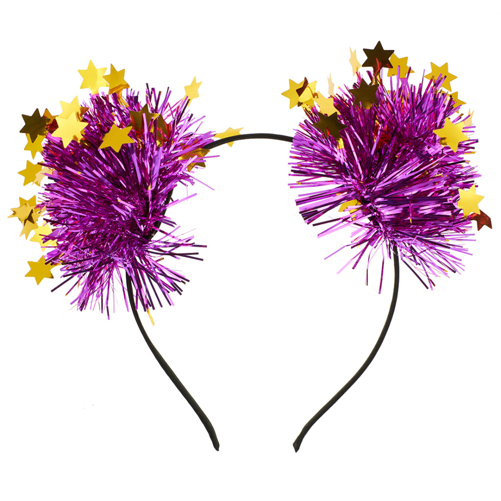 картинка Ободок, Шарики из дождика, Фуксия/Золото, 1 шт. от магазина FiestaGift