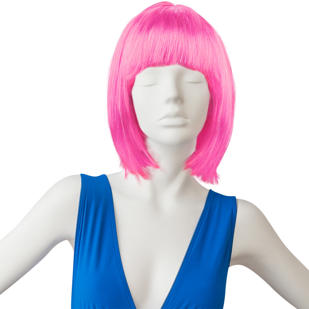 картинка Парик карнавальный, 110 гр, Каре, Розовый, 1 шт. в упак. от магазина FiestaGift