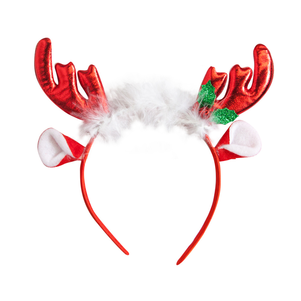 картинка Ободок, Оленьи рожки, Красный, Металлик, 1 шт. от магазина FiestaGift