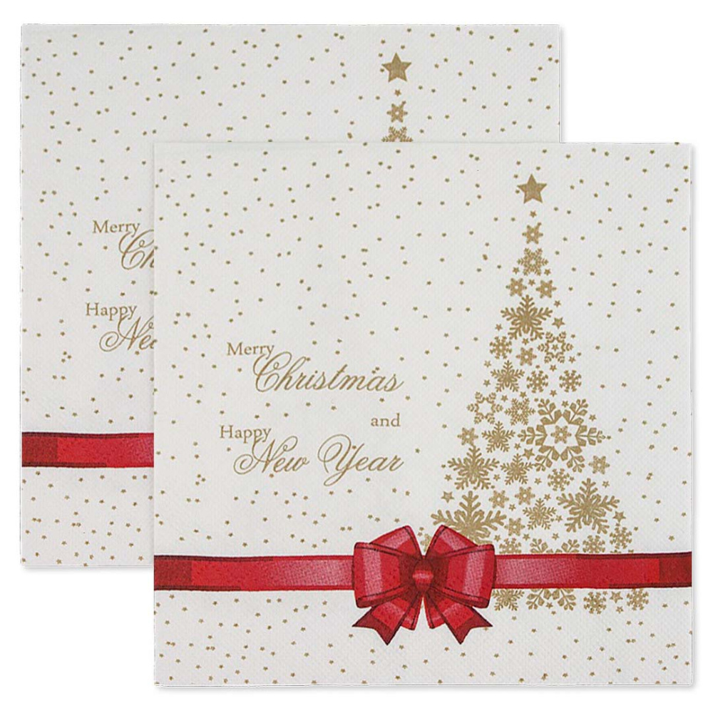 картинка Сервировочные салфетки, Новогодний бант, Красный, 33*33 см, 20 шт. от магазина FiestaGift