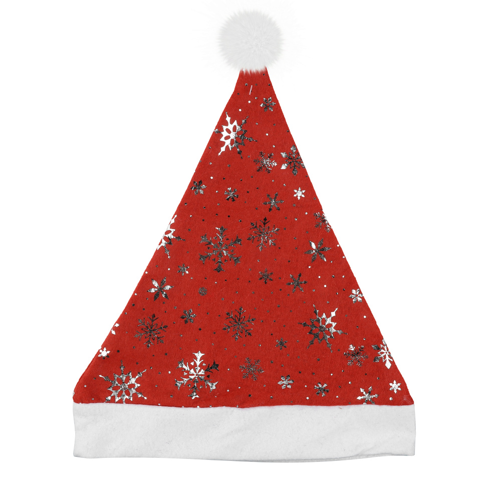 картинка Колпак Новогодний, Серебристые снежинки, Красный, 54-56 разм., 1 шт. от магазина FiestaGift