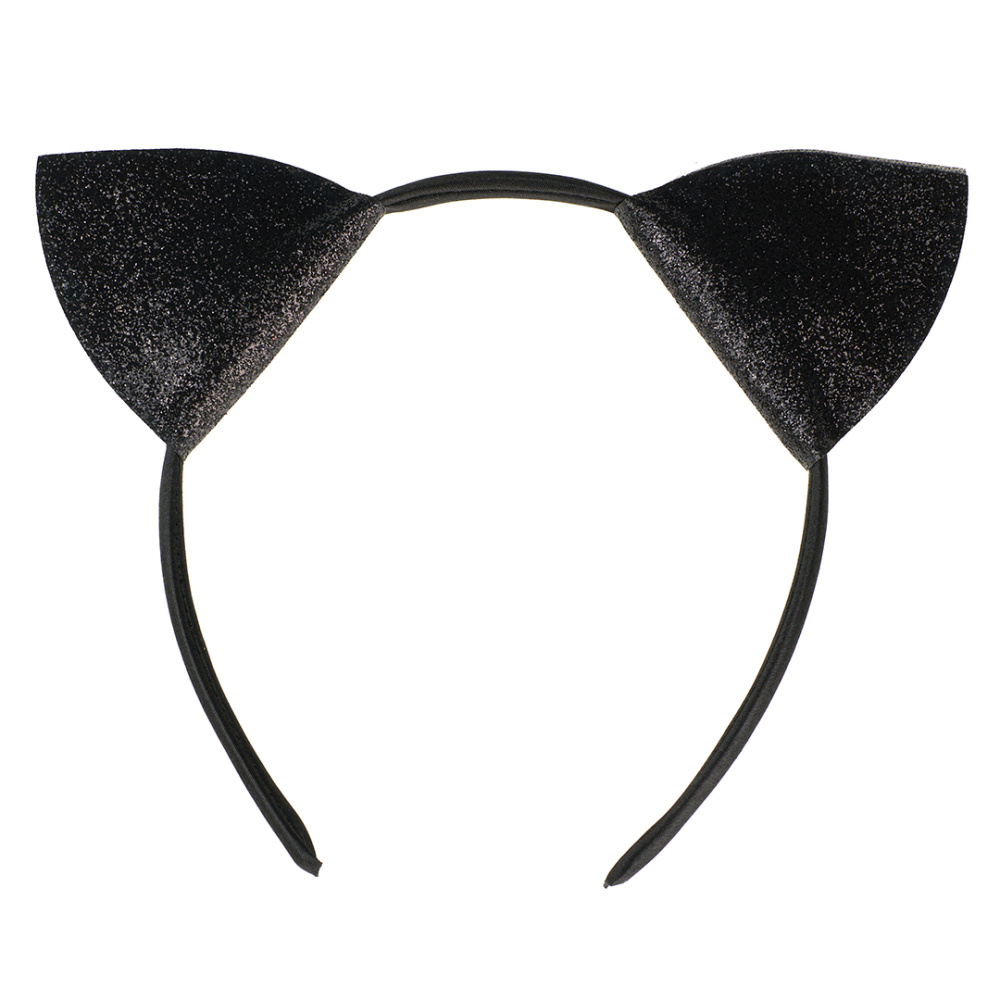картинка Ободок, Элегантные Ушки, Черный, с блестками, 1 шт. от магазина FiestaGift