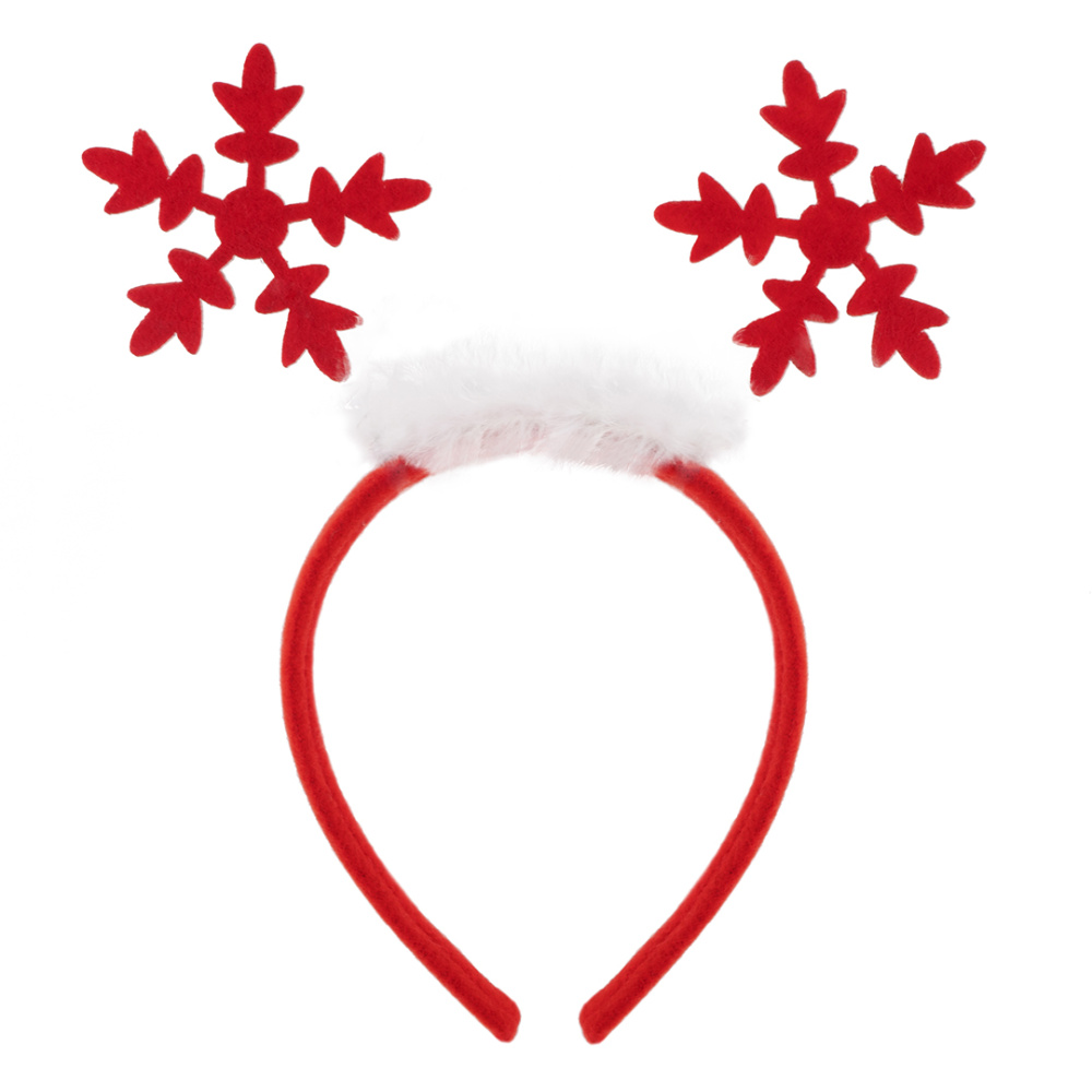 картинка Ободок, Снежинки, с мехом, Красный/Белый, 1 шт. от магазина FiestaGift