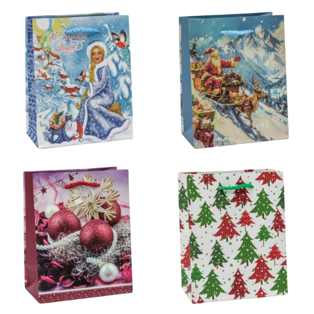 картинка Пакет подарочный "Новый год" (микс 431) 12*15*6,7 128г 1/20 1/600 от магазина FiestaGift.ru