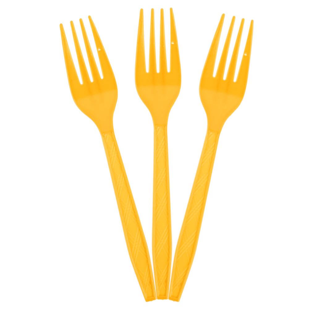 картинка Вилки, Желтый, 15 см, 10 шт. в упак. от магазина FiestaGift