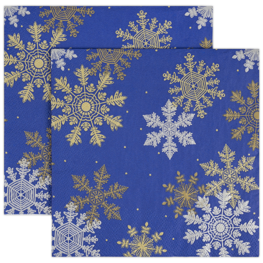 картинка Сервировочные салфетки, Снежинки, Синий, 33*33 см, 20 шт. от магазина FiestaGift