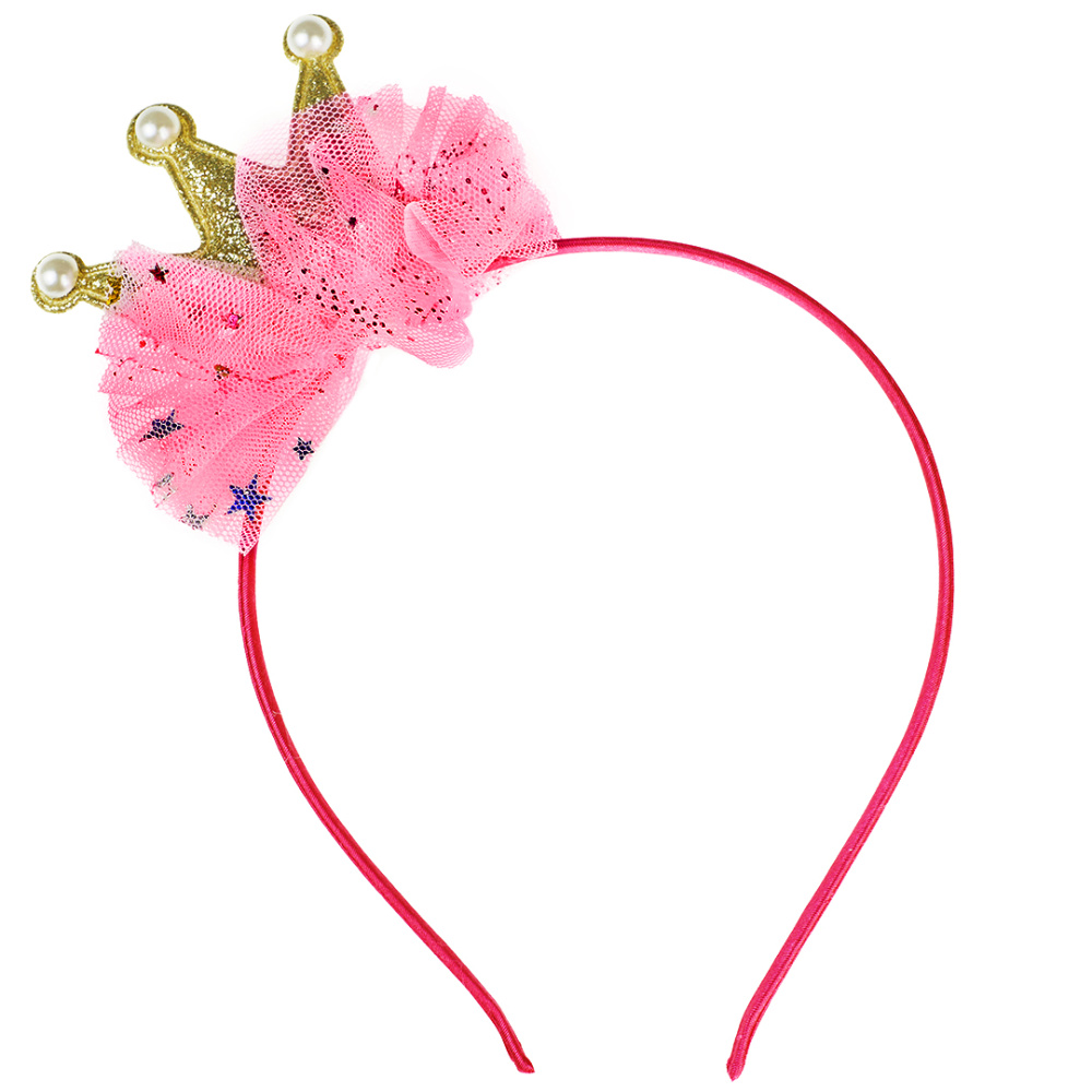 картинка Ободок, Нежная Корона, Розовый/Золото, с блестками, 1 шт. от магазина FiestaGift