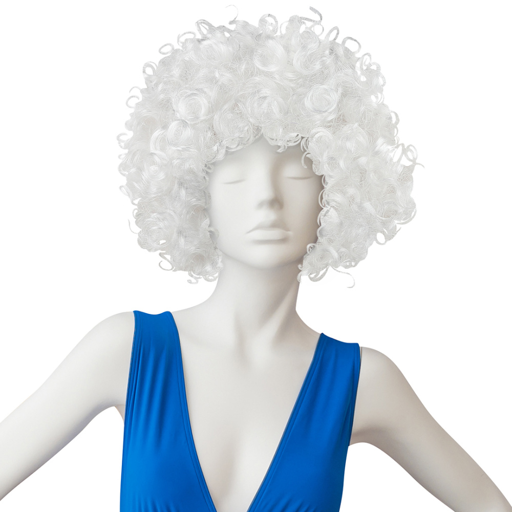картинка Парик карнавальный, 120 гр, Кудряшки, Белый, 1 шт. в упак. от магазина FiestaGift