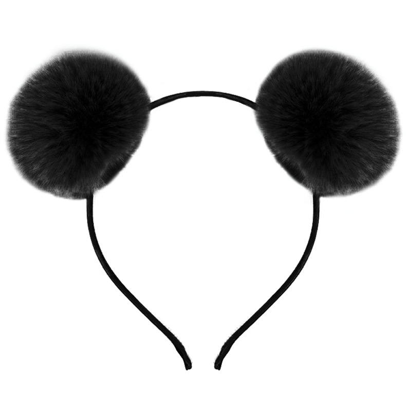 картинка Ободок, Пушистые помпончики, Черный, 1 шт. от магазина FiestaGift